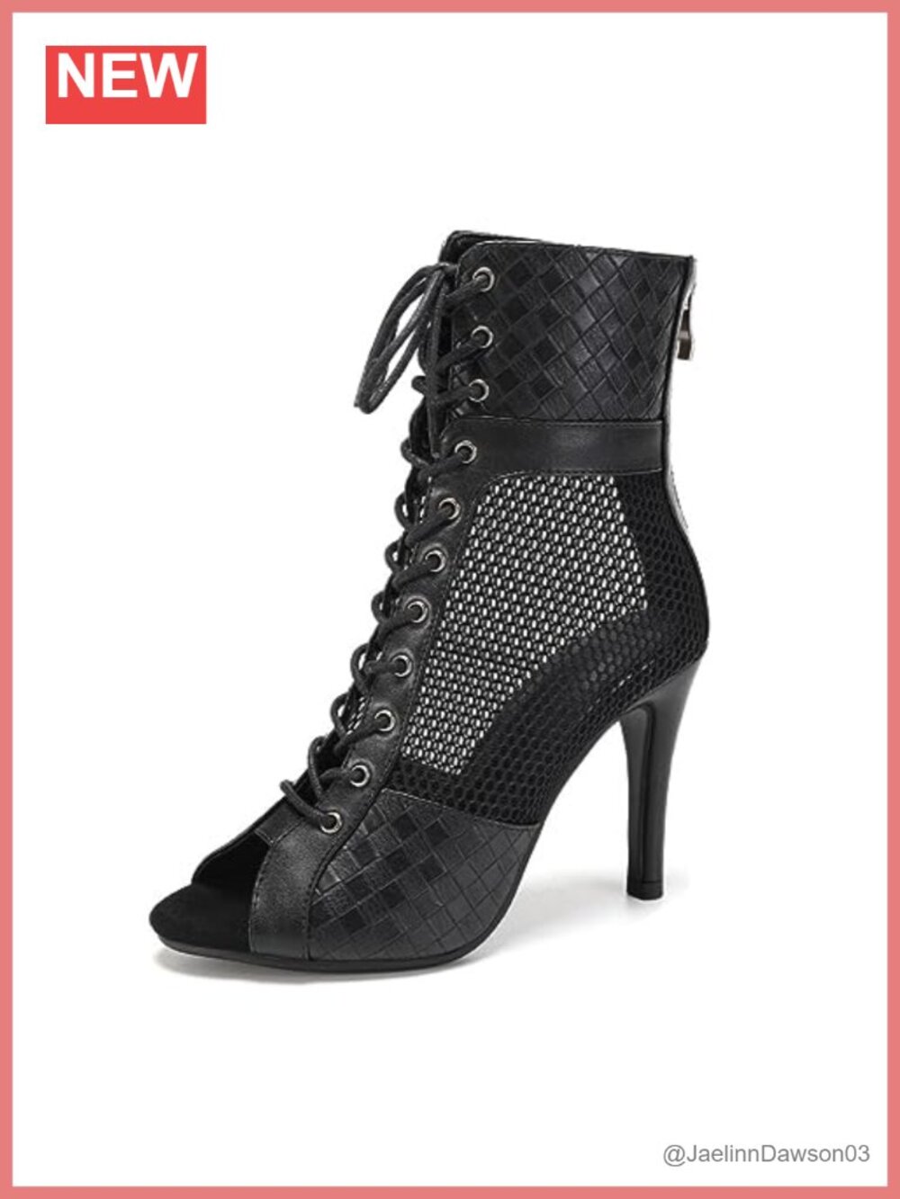 Women's Ballroom Dance Boots Mesh Peep Toe Stiletto Heels Lace Up